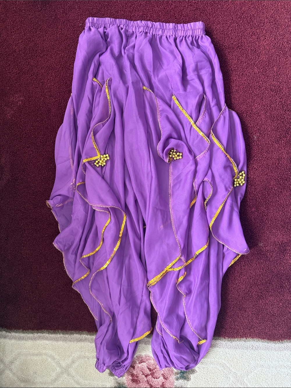 Flowy Purple Beaded Harem Pants